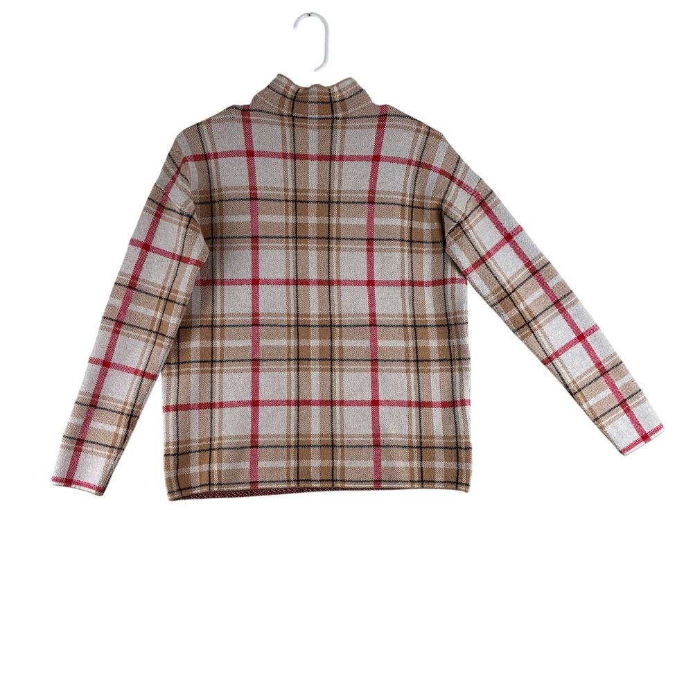 Tahari Turtleneck Sweater Women’s Small Windowpane Tartan Plaid Preppy Academia